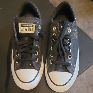 Converse Womens Black Glitter All Star Low Top Sneakers